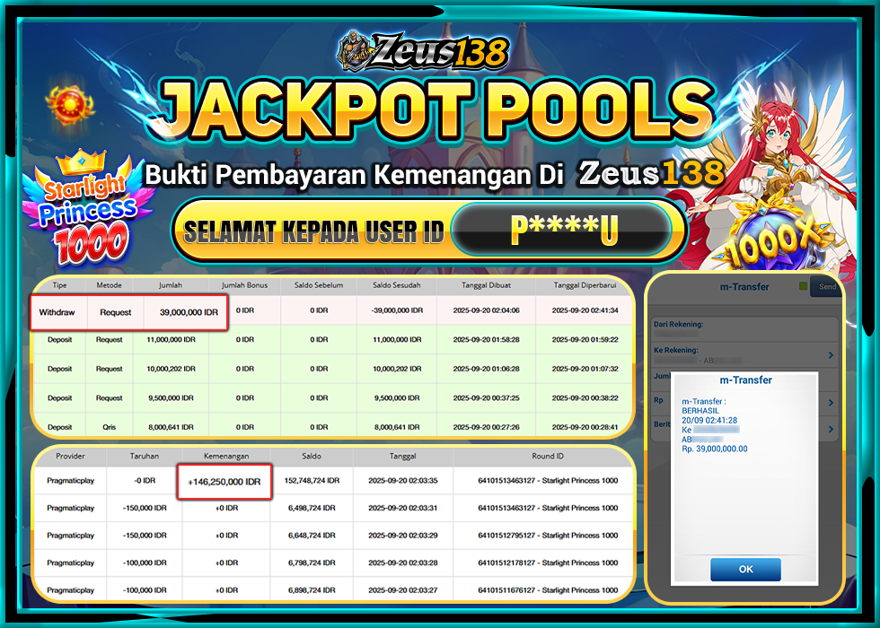 ZEUS138 STARLIGHT PRINCESS 1000 Rp.39.000.000 LUNAS